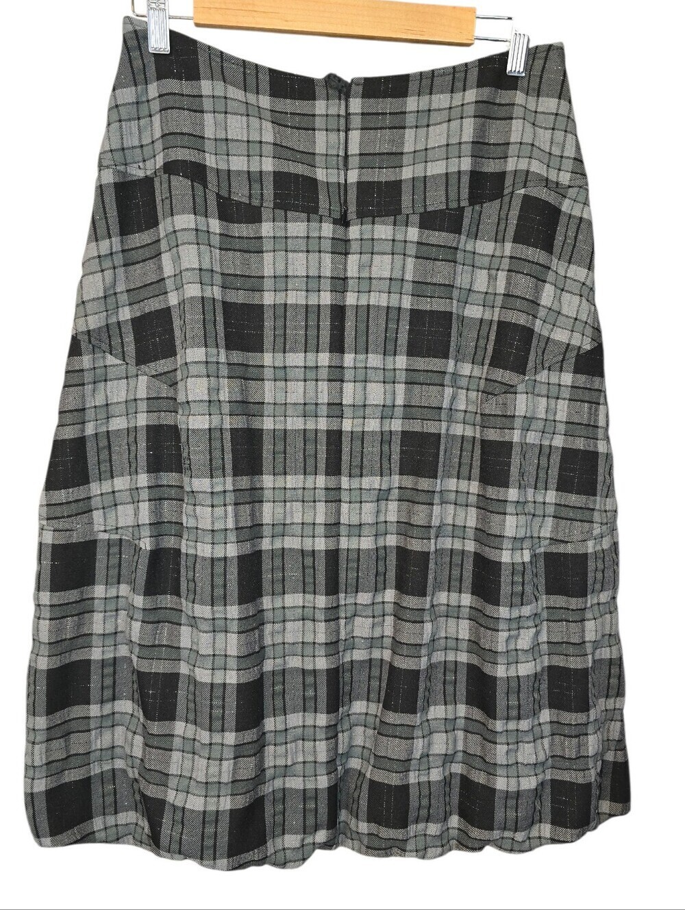 YUVITA Gray Black Plaid Bubble Hem Skirt Dark Academia Made In Belarus Size 4 - Picture 5 of 9